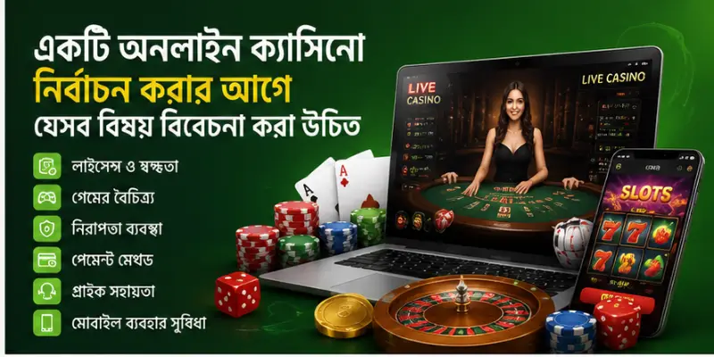 অনলাইন ক্যাসিনো নির্বাচন করার আগে বিবেচনা করার গুরুত্বপূর্ণ বিষয়সমূহের চিত্র